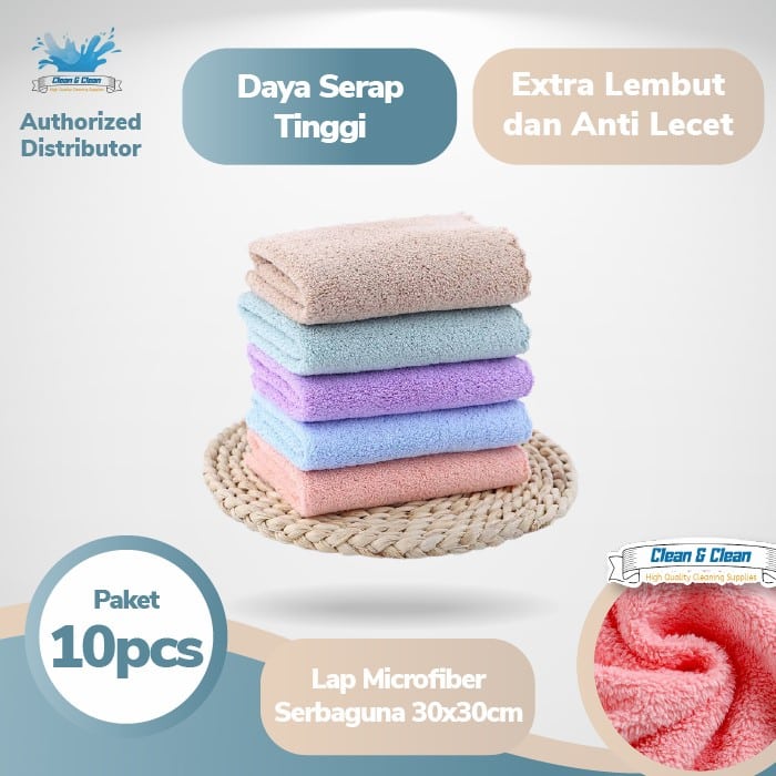 10 pc Kain Lap Microfiber Mobil Serbaguna 30×30 cm Ketebalan 320GSM