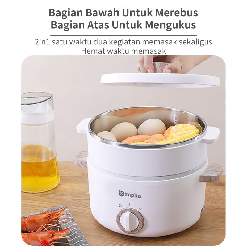 Simplus Panci Listrik Kukusan Serbaguna 600 Watt Low Watt 1.5L